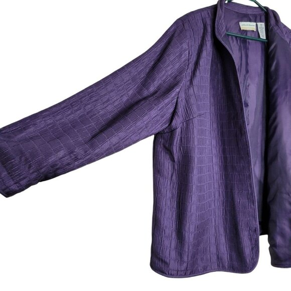 Alfred Dunner Jacket Coat Open Front Built In Shoulder Pad Purple Women Plus 20W - Picture 2 of 8